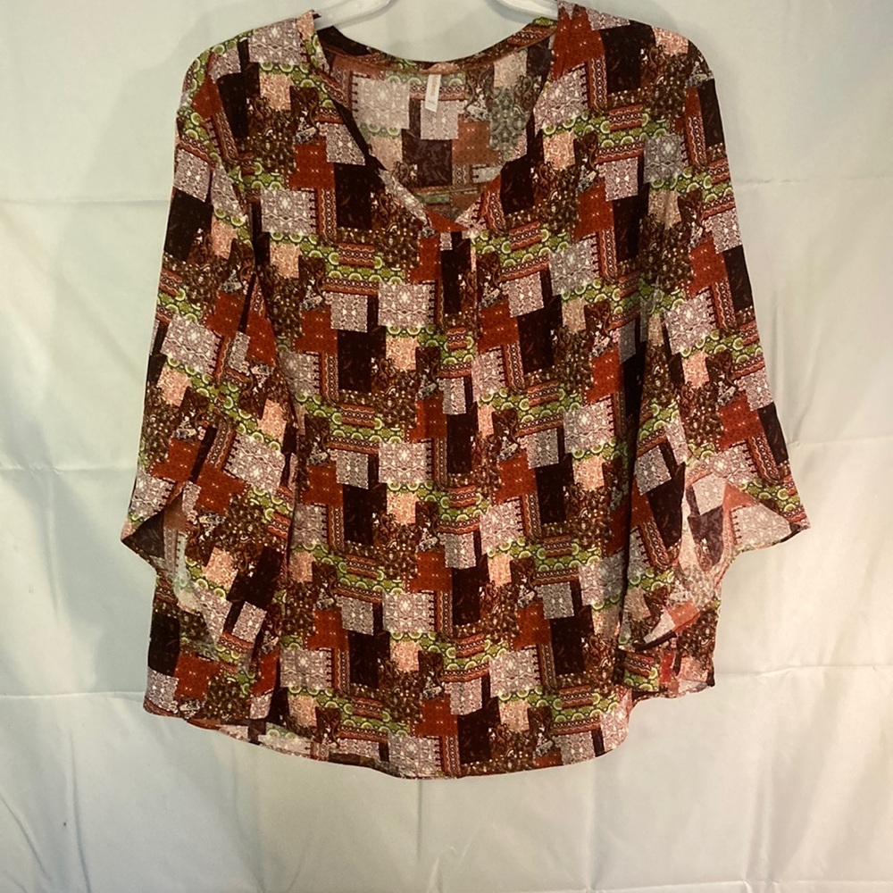 Aodemo Size 4X Women's Multicolor Patterned Top